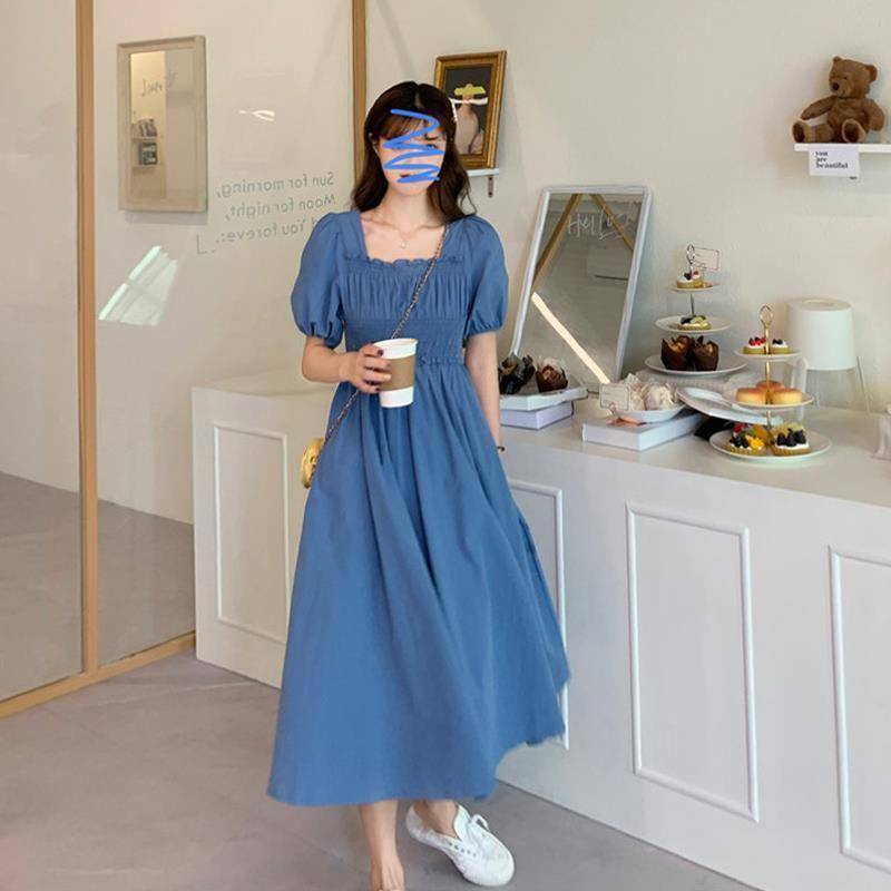 Đầm Dài Tay Phồng Cổ Vuông Thời Trang Mùa Hè Phong Cách Mới 2022