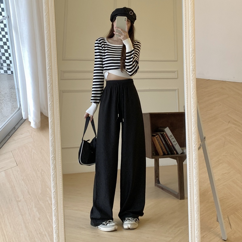 Quần dài ống rộng lưng cao phong cách Hàn Quốc cá tính dành cho bạn nữ