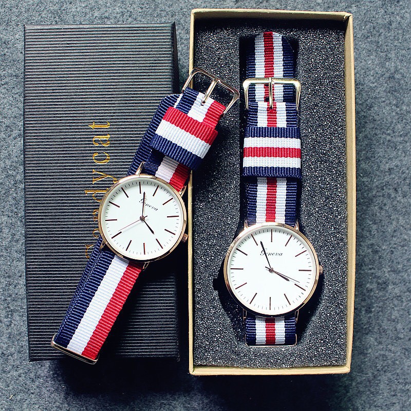 Đồng hồ thời trang nam nữ kẻ sọc dây dù cực đẹp D75 | BigBuy360 - bigbuy360.vn