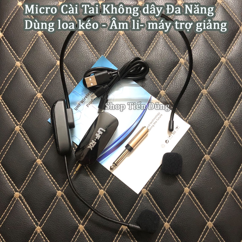Mic Không Dây UHF Cho Máy Trợ Giảng, Amply, Loa Kéo Máy Tích Hợp Pin lithium Sạc Đi Sạc Lại An Toàn Khi Dùng.