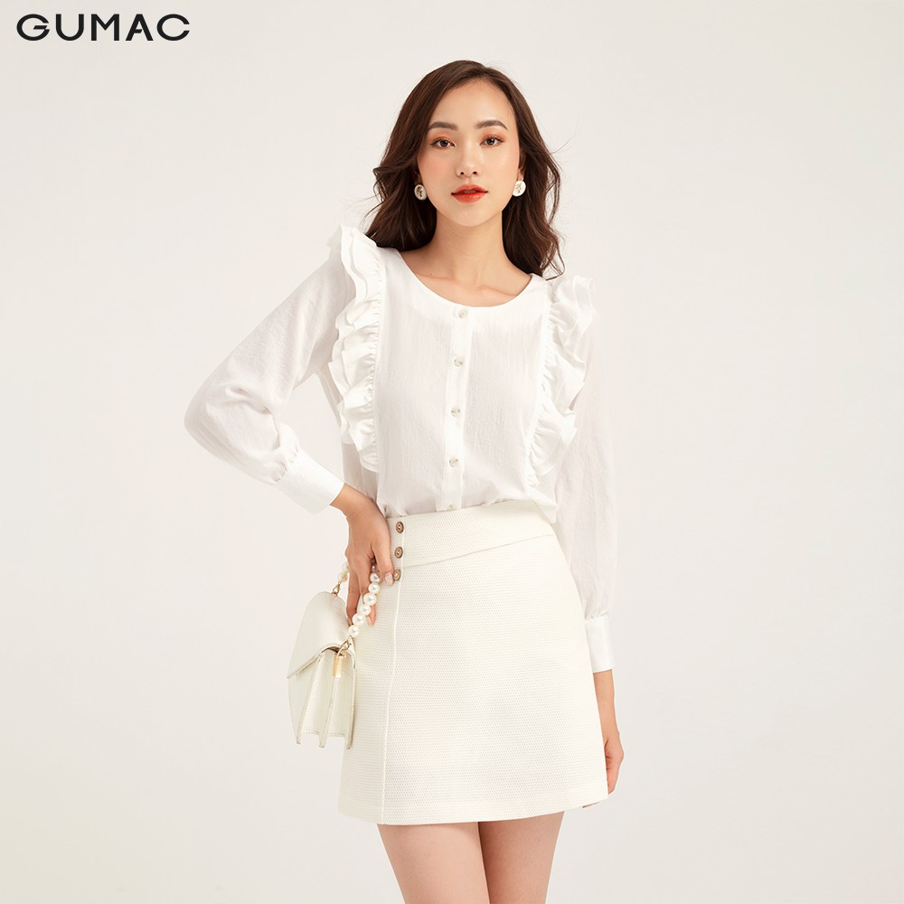 Áo sơ mi nữ phối bèo GUMAC đủ màu, đủ size, trẻ trung, thanh lịch AB190 | BigBuy360 - bigbuy360.vn
