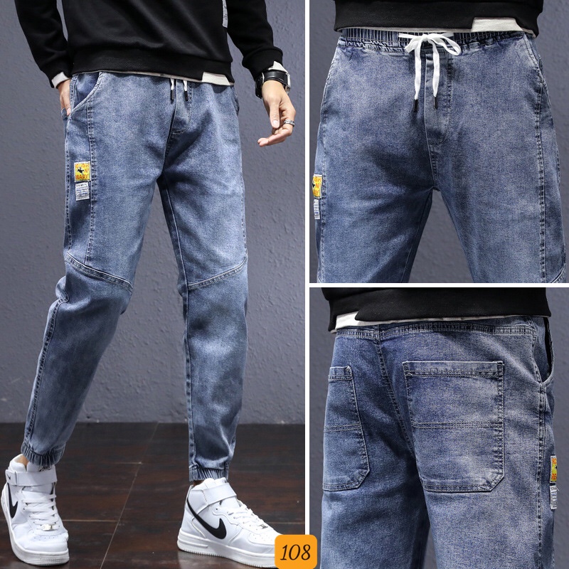 Quần Jean Jogger Nam Rin Chất Bò Xanh Đen Xanh Cao Cấp Ống Bó co giãn 4 chiều HG2201
