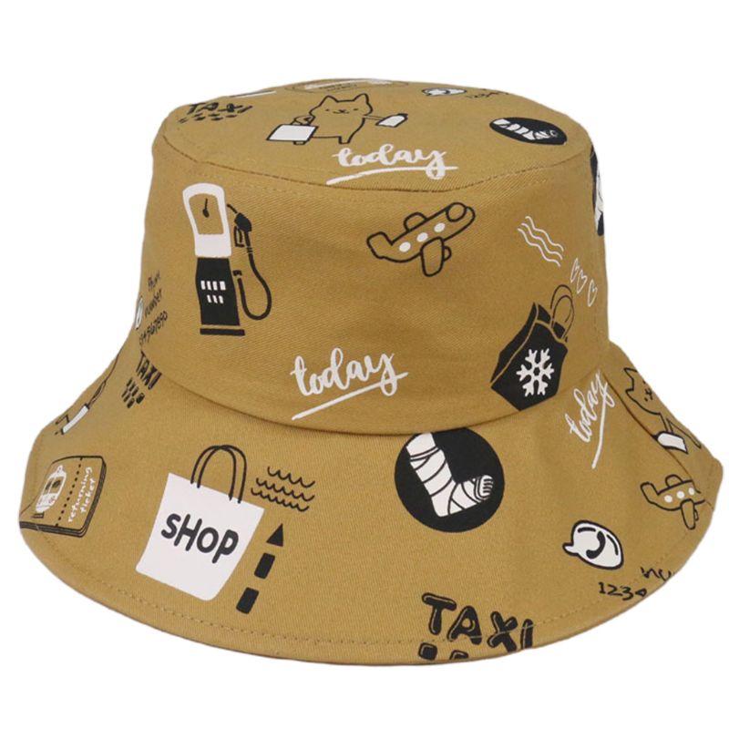 Xiangbao Mũ Bucket Chống Nắng In Chữ Graffiti Phong Cách Harajuku Nhật Bản Cho Nam Và Nữ