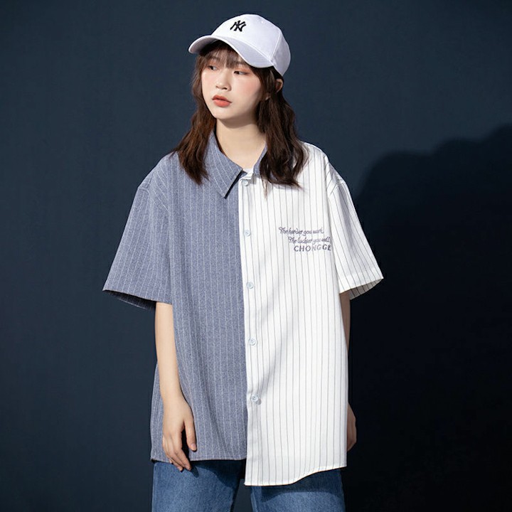 Áo sơ mi tay ngắn unisex sọc đứng Mã: NM918