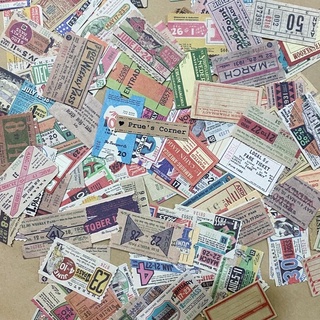Giấy trang trí journal tem phiếu retro nhiều kích thước - Retro ticket material paper for junk journal decoration