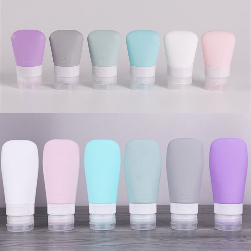 1 Pcs Lọ Silicone Màu Trơn Đựng Mỹ Phẩm Mang Theo Du Lịch 38ml 60ml 90ml