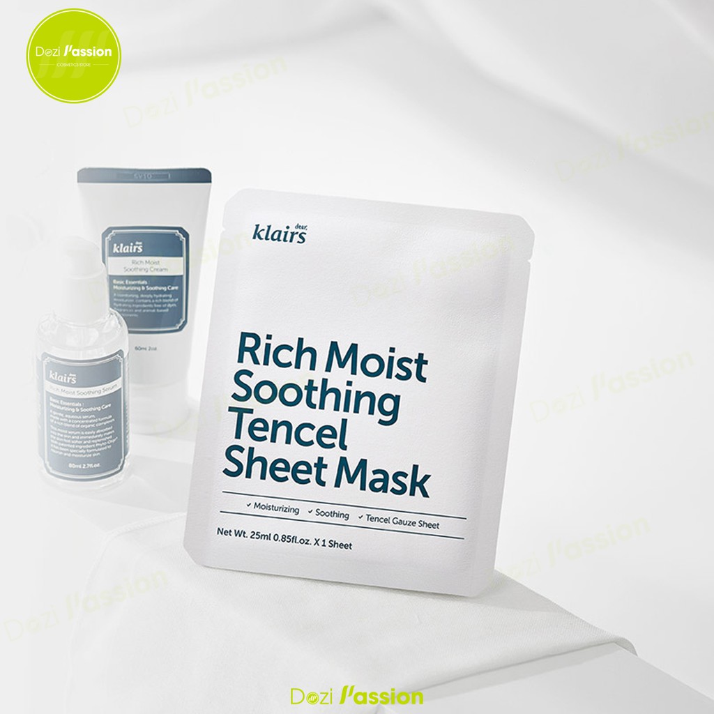 Mặt nạ Klairs dưỡng ẩm sâu, làm dịu dành cho da nhạy cảm, kích ứng Klairs Rich Moist Soothing Tencel Sheet Mask 25ml