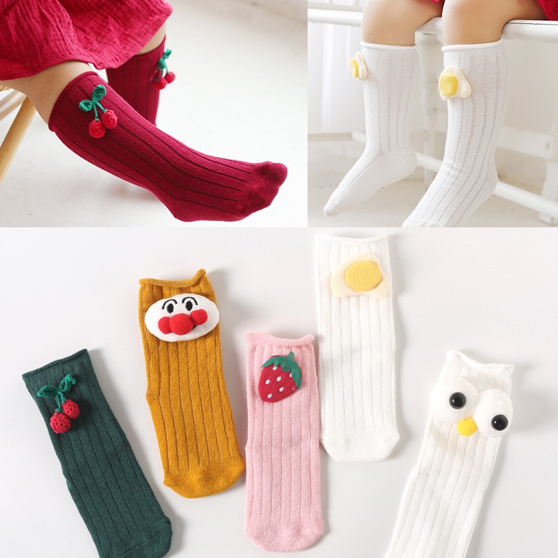 Cute 1-3 years Toddler Baby Girls Knee High Long Socks Spring Autumn Warm Cartoon Big Eyes