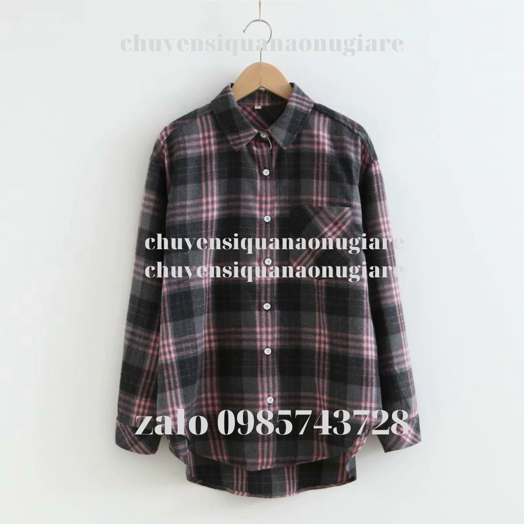 áo sơ mi kẻ to 2 màu trent HA0009 chuyensiquanaonugiare