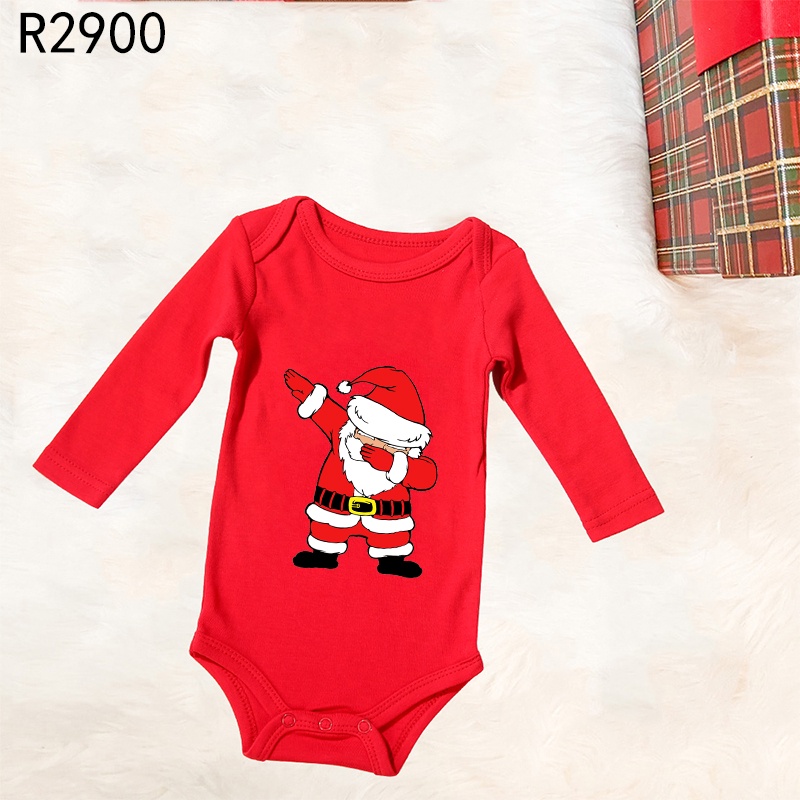 Dabbing Santa Dễ Thương Bé Cotton Đỏ Rompers Xmas Dài Tay Body Quần Áo Tiệc Giáng Sinh