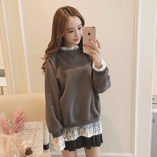Áo thun dày big size phối ren tay dài size lớn 3XL 80-100kg