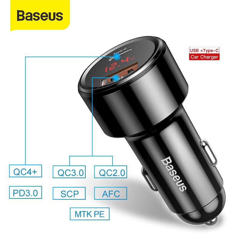 Bộ tẩu sạc nhanh xe hơi Baseus Magic Series Quick Charge (45W, LED Display, PD/ QC 3.0/ PPS/ SCP/ AFC)