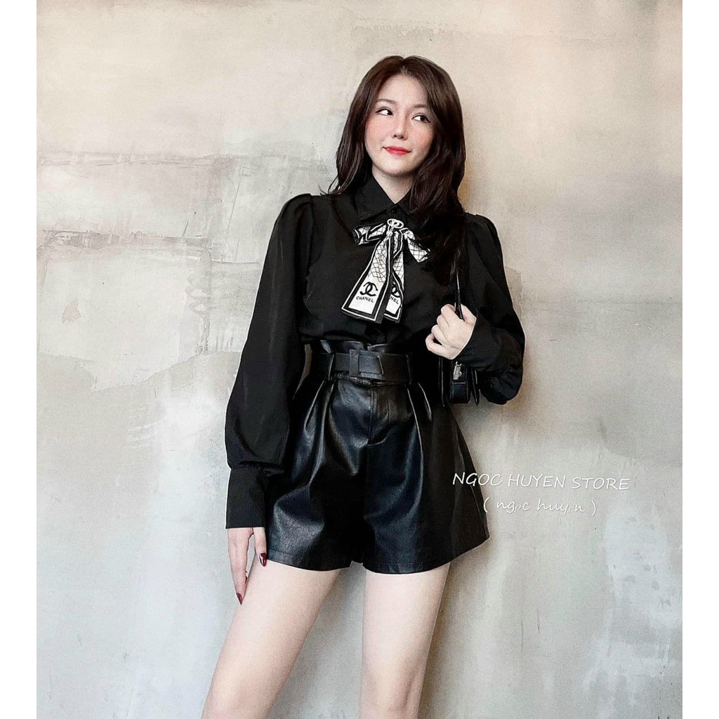 áo sơ mi tay dài đính nơ xinh xắn hot sang chảnh