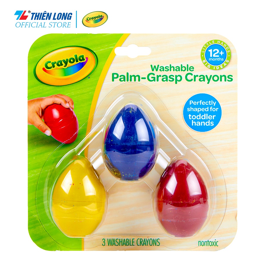 Bộ 3 sáp màu hình trứng có thể tẩy rửa được Crayola Washable Plam-Grasp Crayons