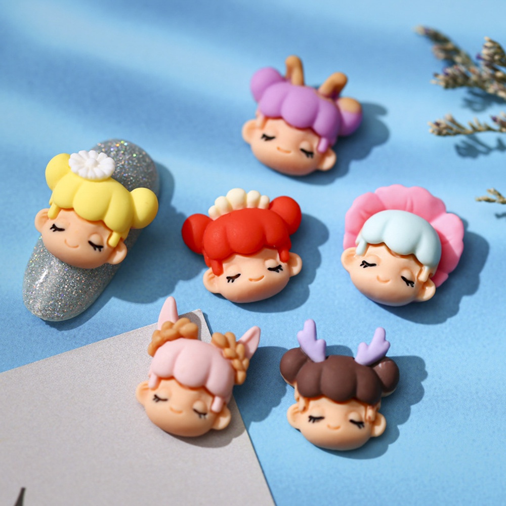 [Hàng mới về] Phụ kiện trang trí móng tay hình búp bê hoạt hình 3D làm từ nhựa resin màu kẹo dễ thương DIY