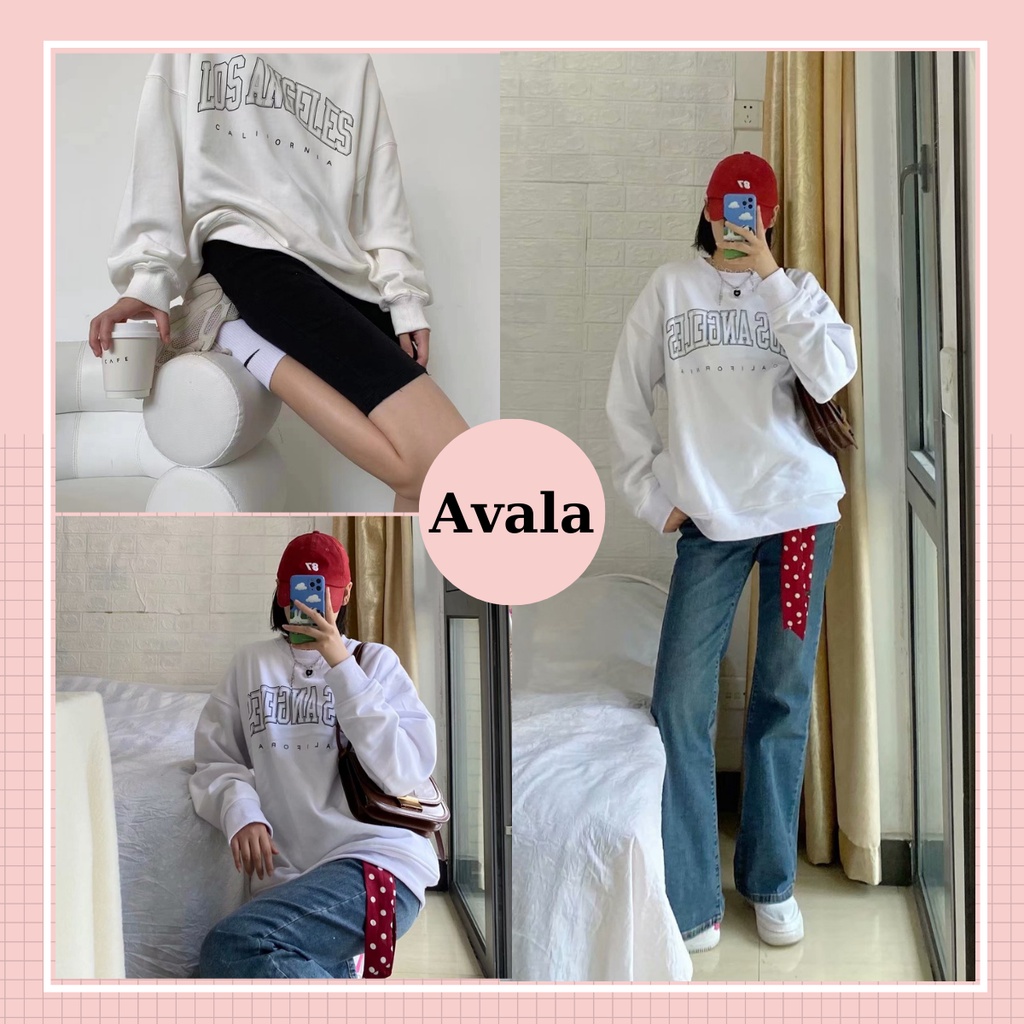 Áo Sweater Avala chất nỉ da cá from rộng dài tay phong cách Hàn Quốc trẻ trung cá tính - QA01