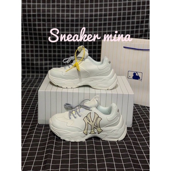 Giày mlb ny chữ vàng 11 . Giày thể thao nam nữ sneaker chữ in hàng xịn xò full box