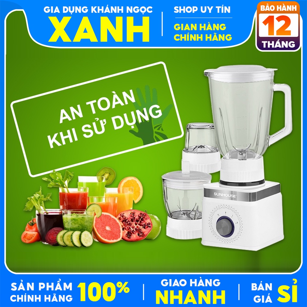Máy xay sinh tố đa năng Sunhouse SHD5582W Hàng Trưng bày-  chất liệu cối xay bằng thủy tinh sáng đẹp,dễ vệ sinh