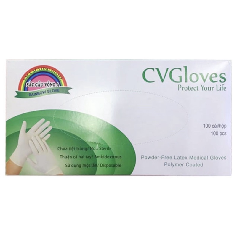GĂNG TAY Y TẾ CVGLOVES BẢY SẮC CẦU VỒNG, HỘP 100 CÁI - Hộp nắp bật dễ dàng lấy găng