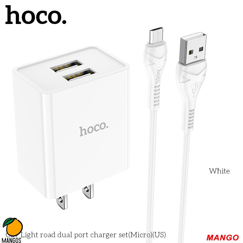 Bộ sạc nhanh HOCO C89 Củ sạc 2 cổng USB tối đa 2.1A kèm dây sạc dài 1m dùng cho tất cả điện thoại