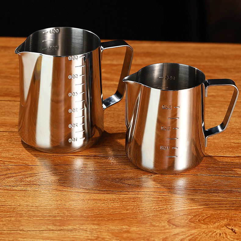 Ca Inox đánh sữa  nấu sáp nến, nấu đất sáp, pha cafe - 350ml, 600ml và 900ml