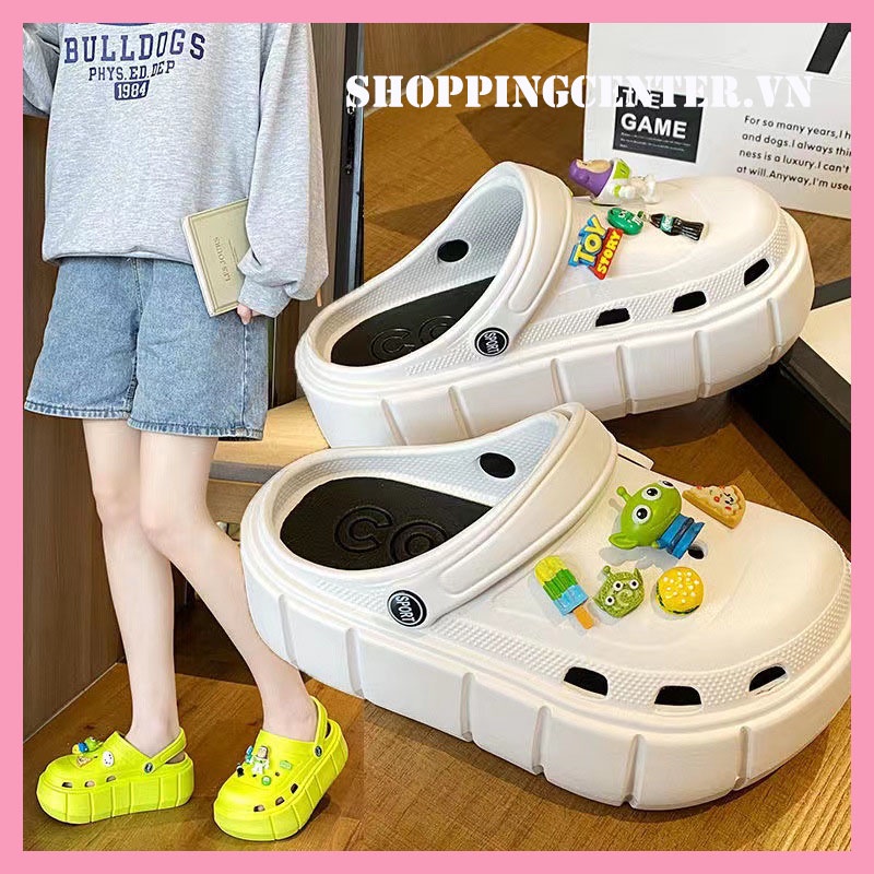 Dép bánh mì Cross nữ đế 5cm siêu nhẹ kèm Sticker dễ thương - dép nữ hot trend 2022