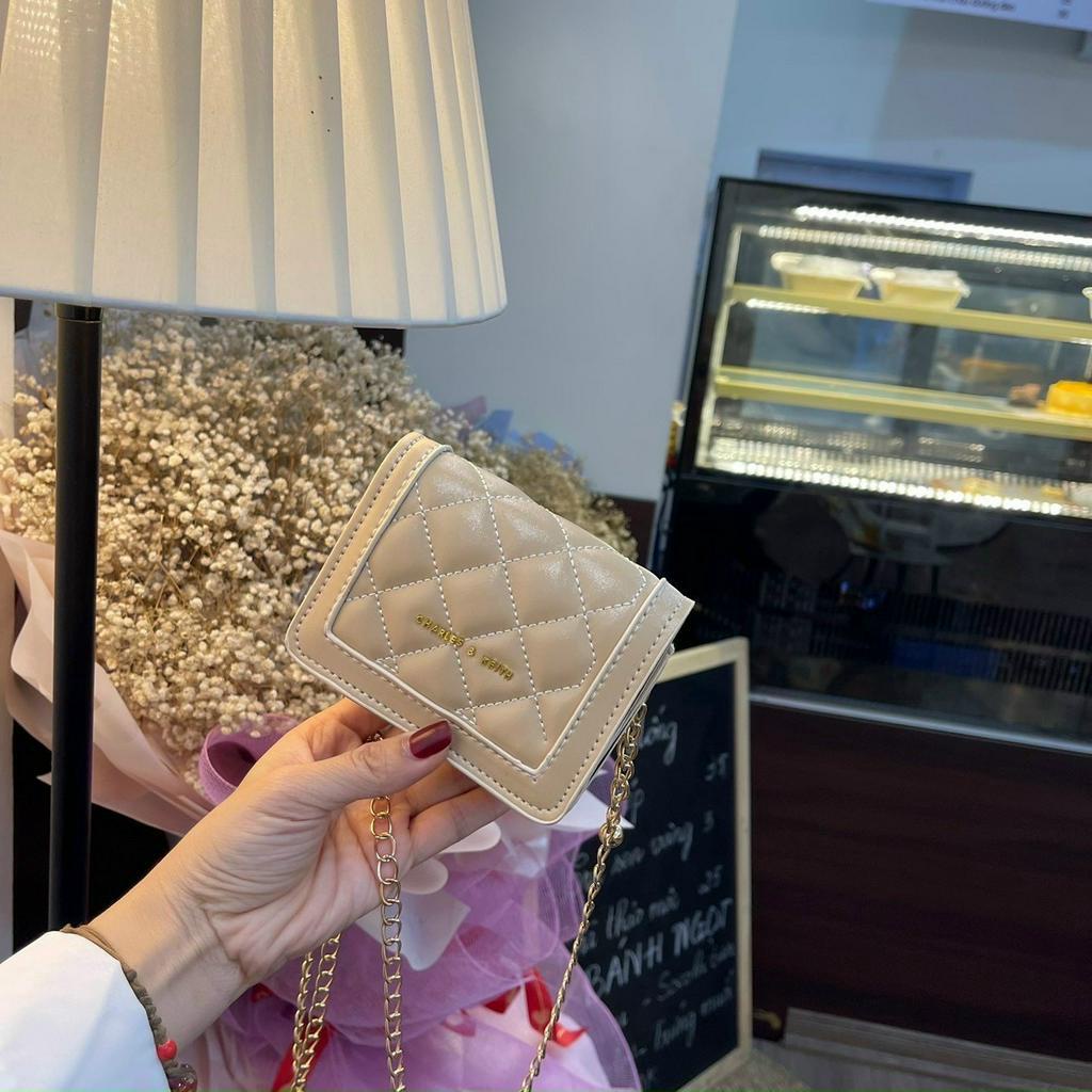 Túi ví ck mini nữ đẹp kèm dây đeo chéo size 12 logo kim loại thời trang giá rẻ  DC0305