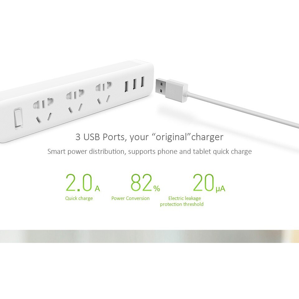 Ổ cắm Xiaomi Power Strip có 3 cổng USB