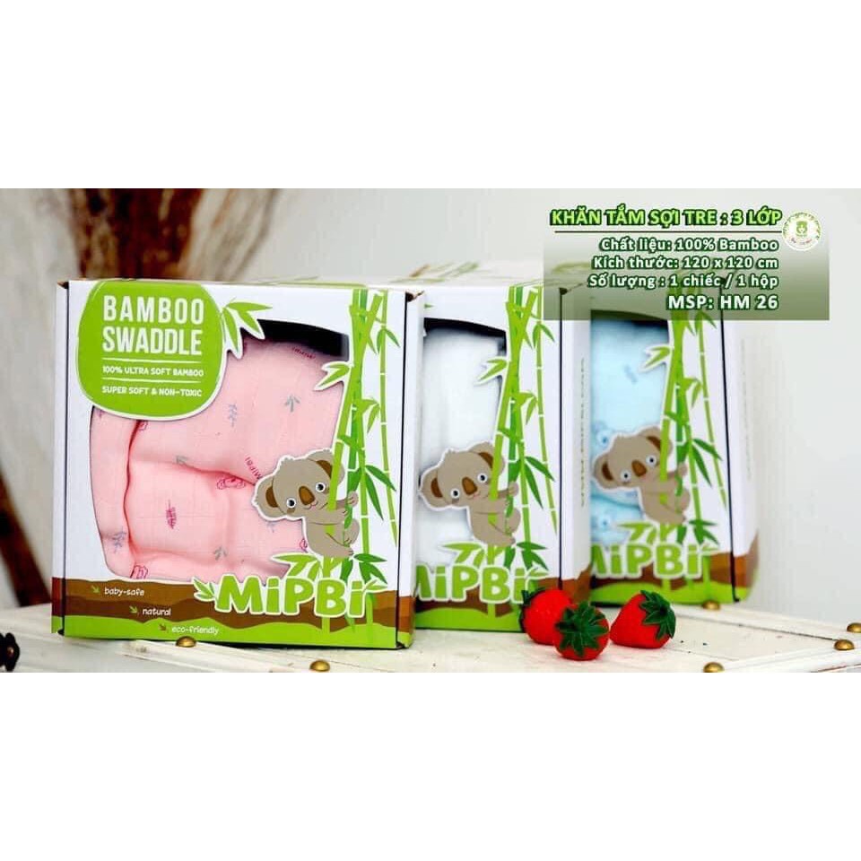 Khăn Tắm Sợi Tre 3 Lớp 💖CHÍNH HÃNG MIPBI💖 - Mềm Mại Không Gây Kích Ứng Da Bé