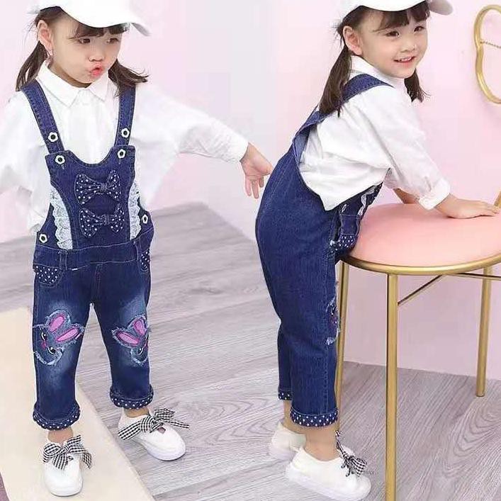 Quần Yếm Jeans (duv-234) In Hình Chú Ếch Lớn Cho Bé Trai / Bé Gái 3-7 Tuổi