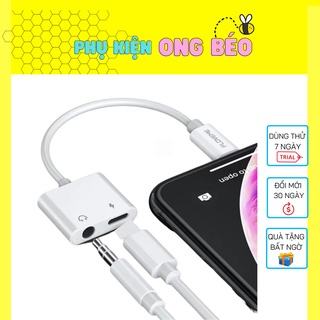 Cổng chuyển đổi giắc chia cổng ip 7/8/X/11 thành cổng sạc + tai nghe chân dẹt - phukien_ongbeo