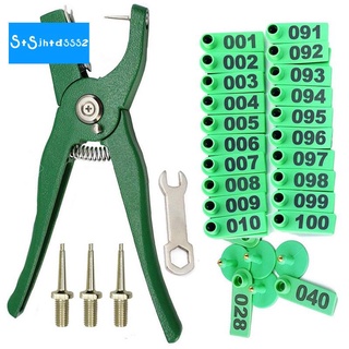 Kìm bấm tai gia súc với thẻ số đánh dấu 001-100 và 3 ghim chuyên dùng cho chăn nuôi