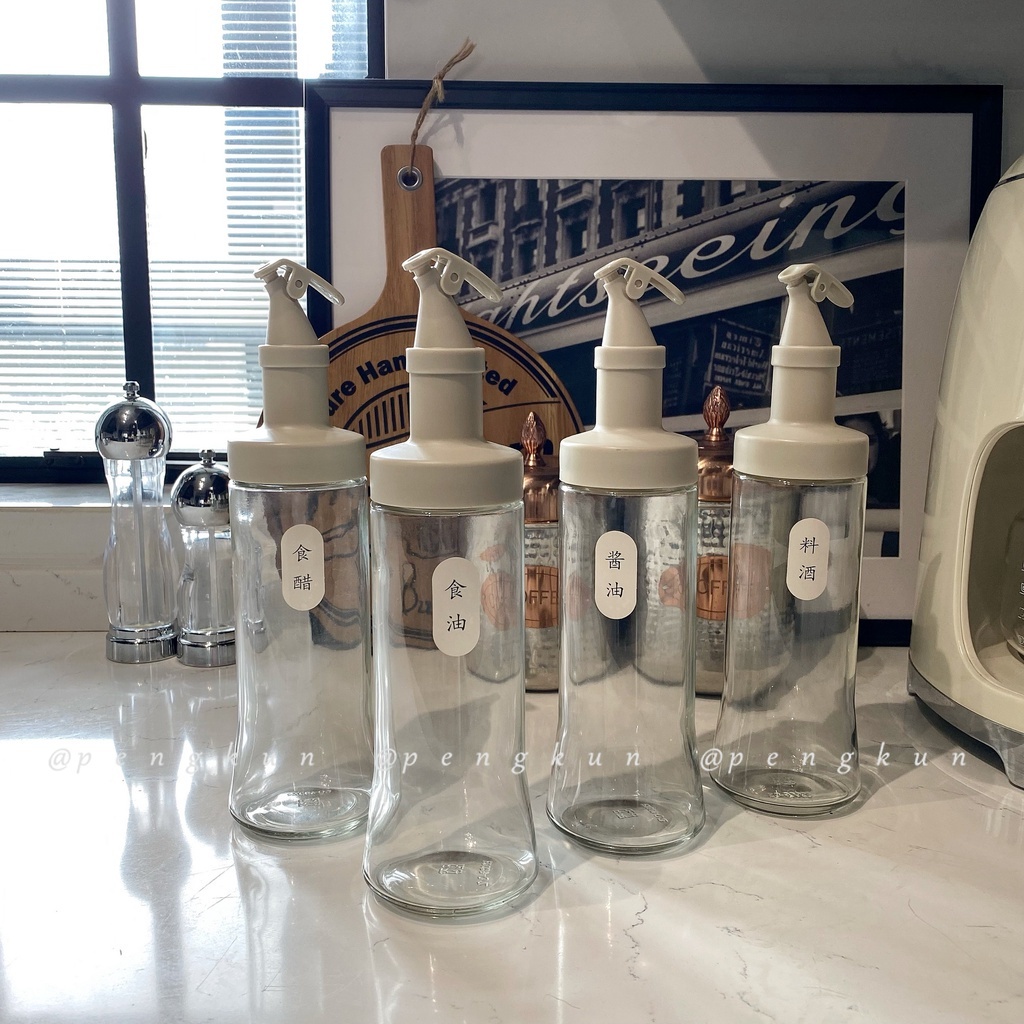 Bình Thủy Tinh Đựng Gia Vị/ Giấm/Nước Sốt Chống Rò Rỉ Màu Sắc Phong Cách Bắc Âu