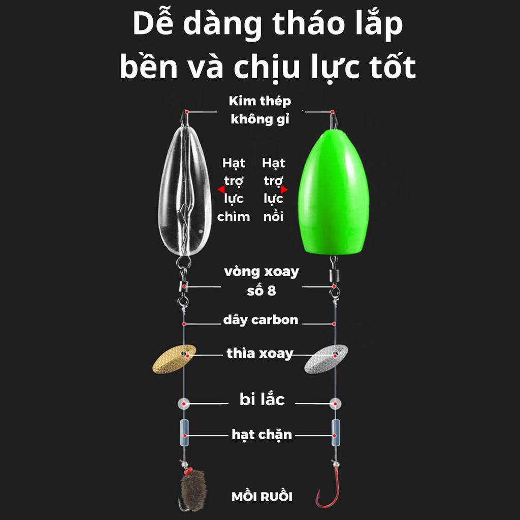 5 Bộ Mồi Ruồi Giả Buộc Sẵn Câu Cá Mương Hoa,Mương Mỏ Nhọn,Rô Phi,Thiểu ,Ngão,...+ 5 Hạt Trợ Lực