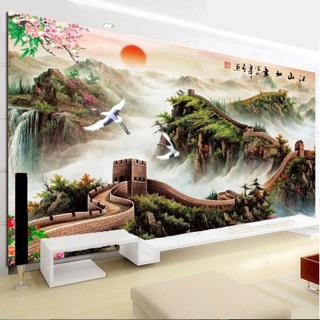 Tranh thêu phong cảnh vạn lý trường thành khổ lớn 195x126cm