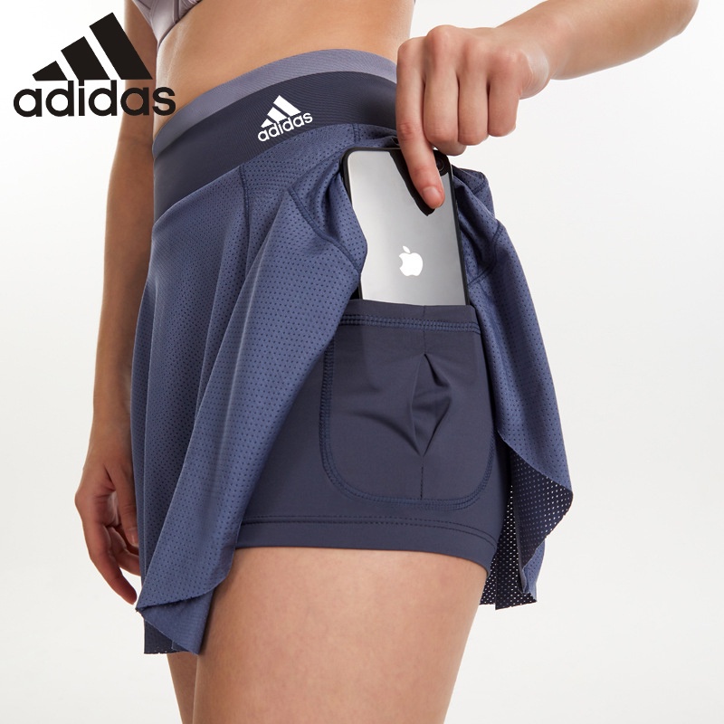Adidas Chân Váy Ngắn Lưng Cao Mau Khô Tập Thể Thao Cho Nữ