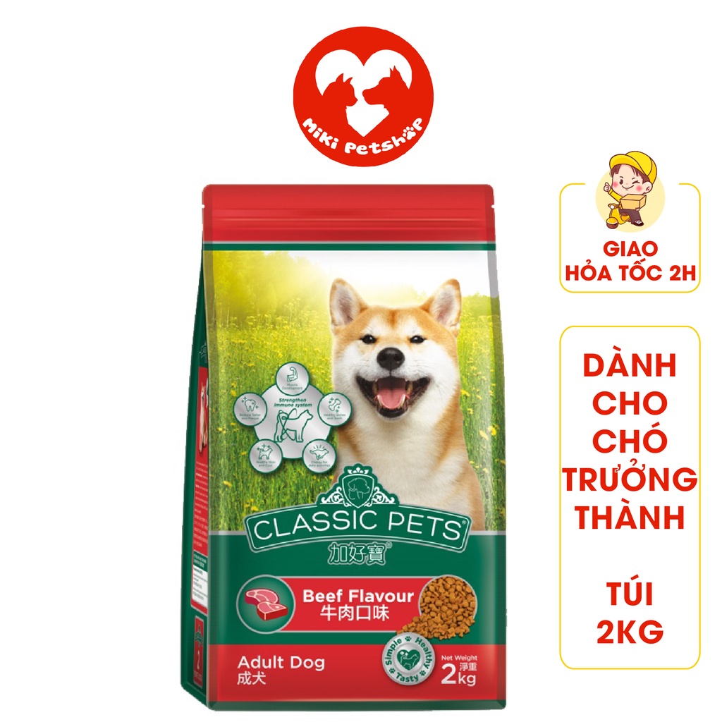 Thức Ăn Cho Chó Hạt Classic Pets 2Kg Vị Bò Dành Cho Chó Lớn Trên 12 Tháng Tuổi - Miki Petshop