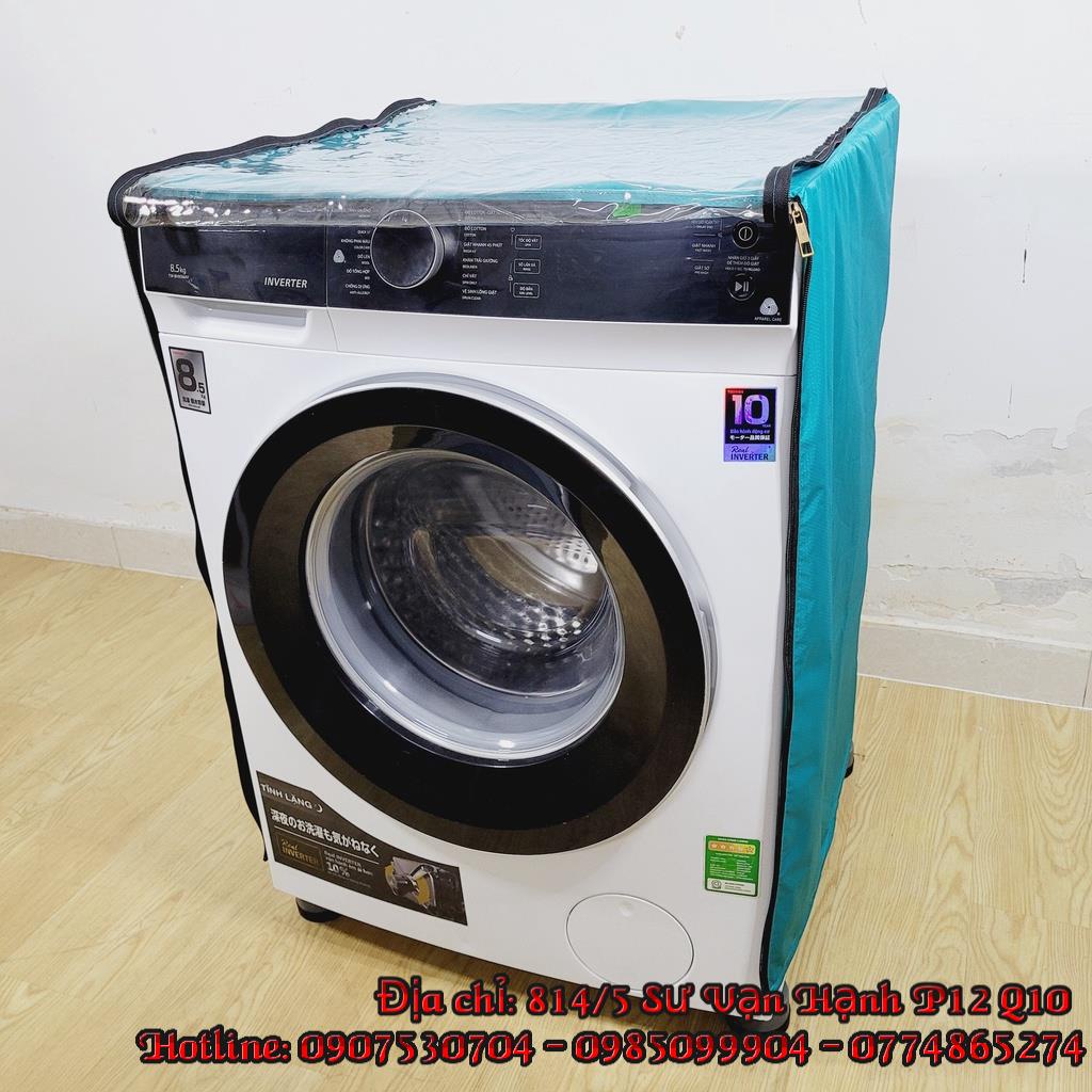 Áo Trùm Bảo Vệ Máy Giặt Cao Cấp VNEXCO Mặt Trong Suốt PVC - Túi Trùm Bọc Máy Giặt Cửa Ngang Lồng Ngang - Không Thắm Nước