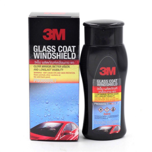 Chai phủ nano chống bám nước trên gương kính xe ô tô 3M GLASS COAT WINDSHIELD 08889 LT