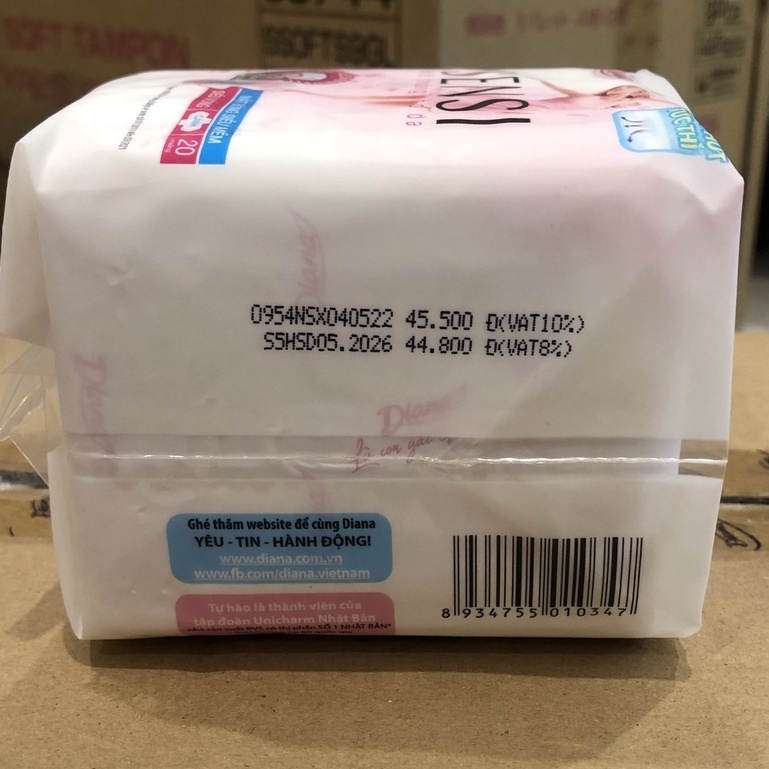 [Gói Lớn] Băng Vệ Sinh Diana Sensi Trắng Siêu Mỏng Cánh 23cm Mặt Bông - 20 Miếng