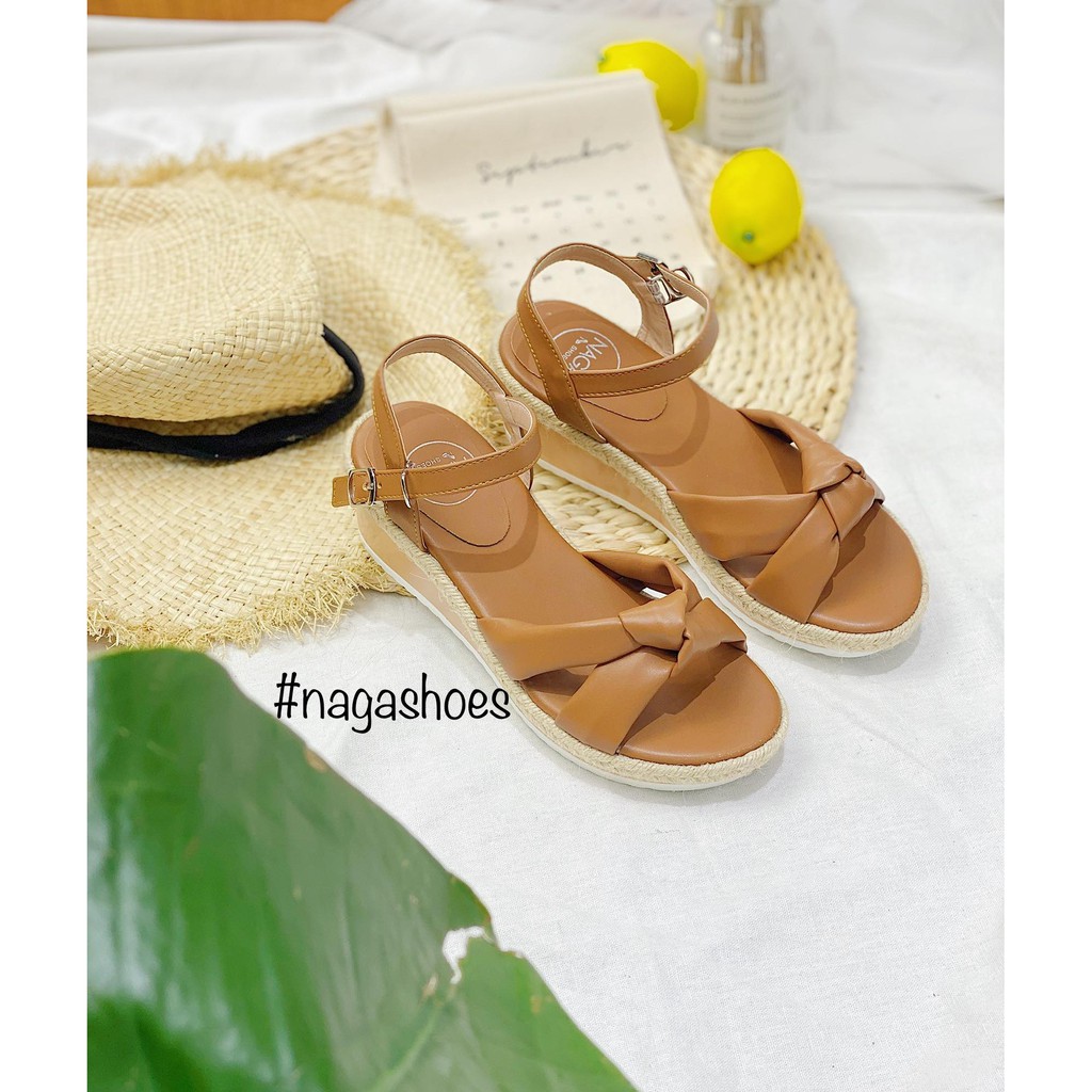 GIÀY SANDAL NAGASHOES QUAI THẮT NƠ VIỀN CỐI 5P NAS168