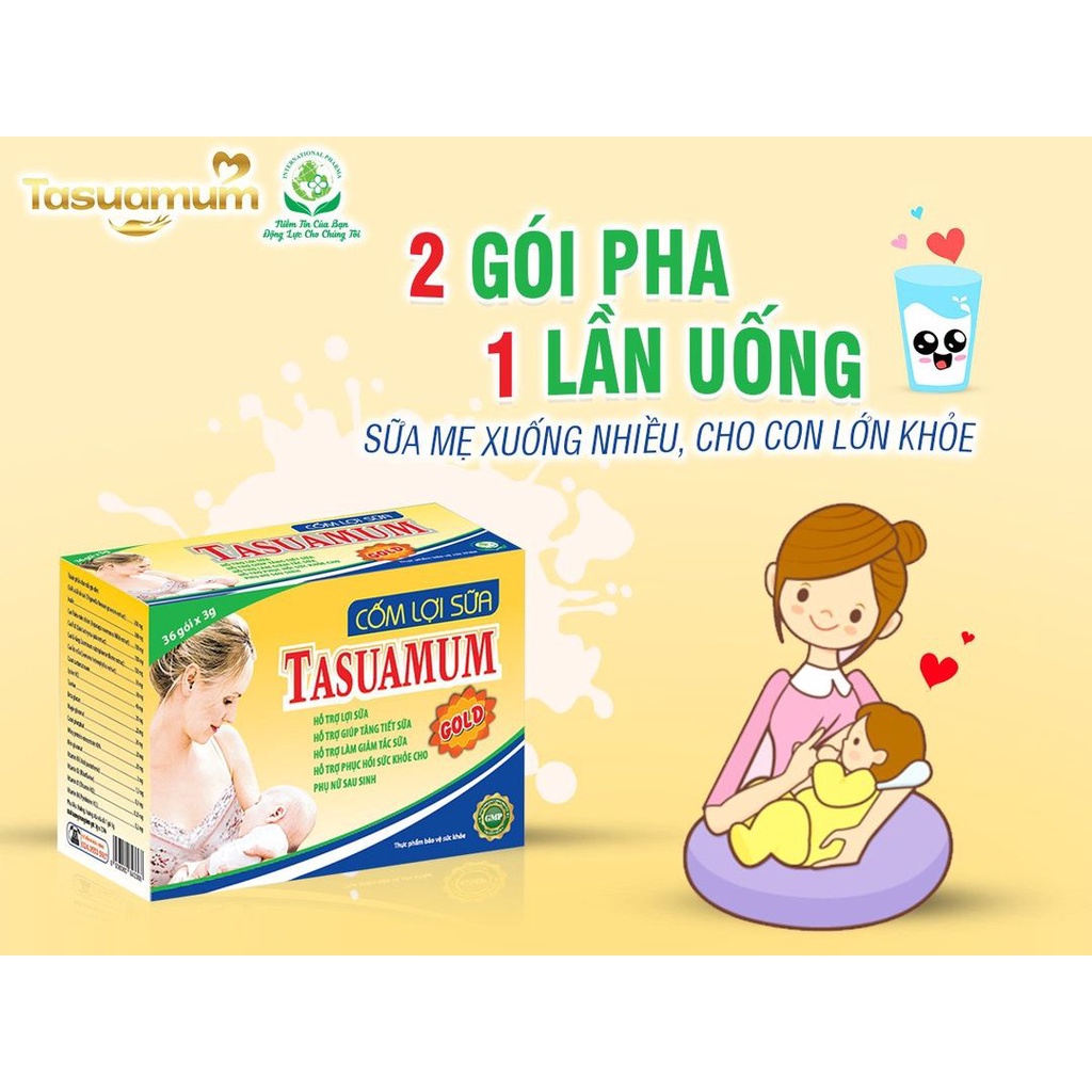 Cốm lợi sữa cho mẹ sau sinh TASUAMUM GOLD (20 gói/hộp - 40 gói/hộp)