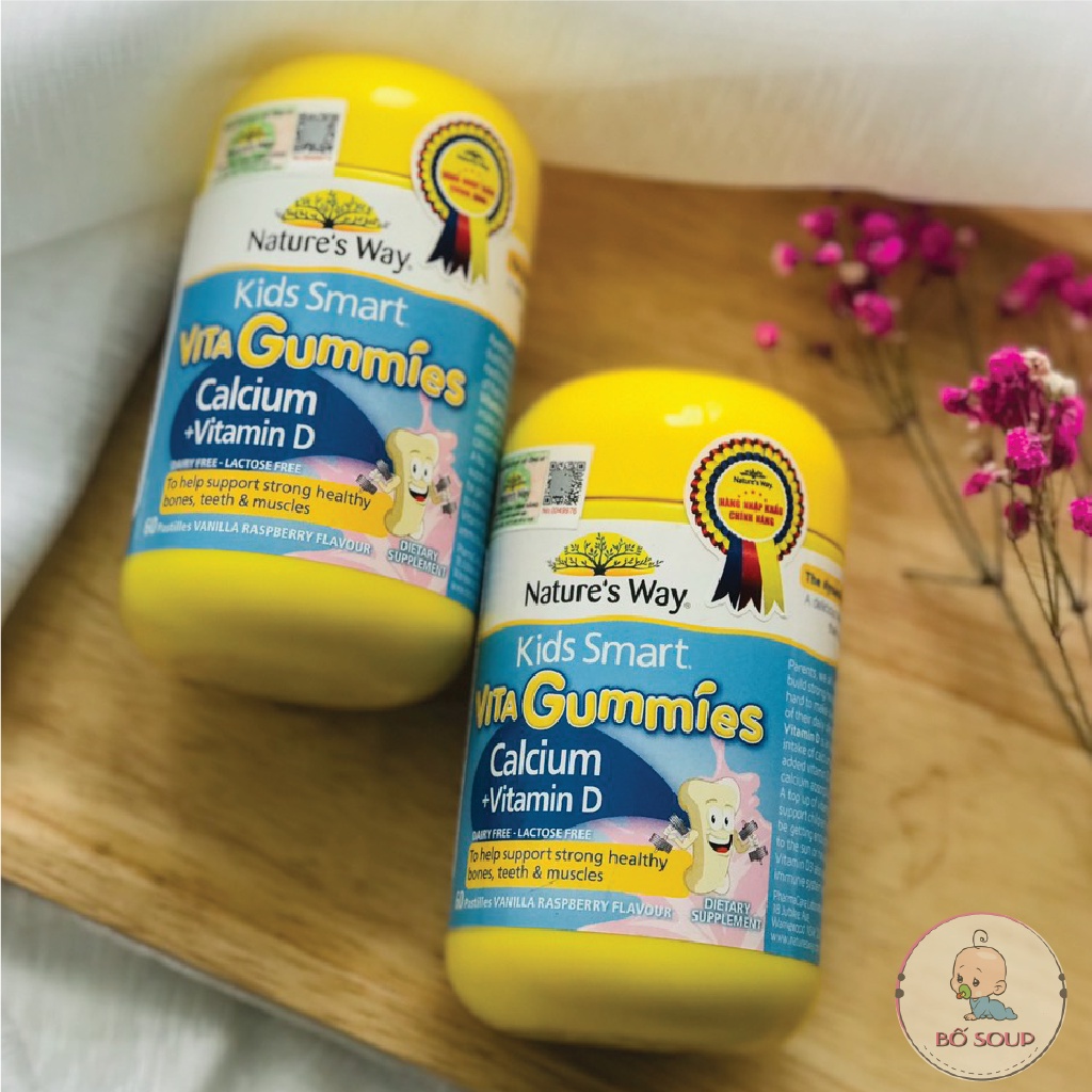 Kẹo Vitamin Nature's Way Kids Smart VITA Gummies Calcium + Vitamin D (Gum Canxi) 60 viên