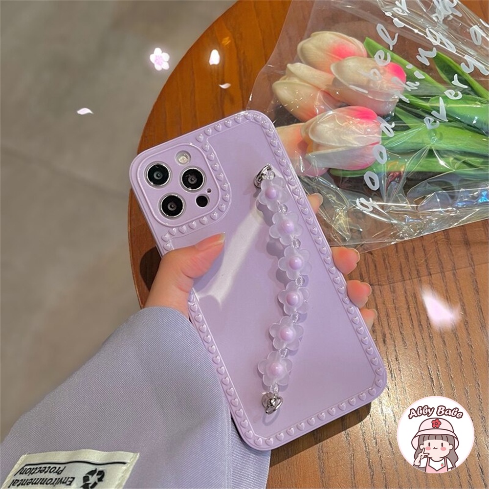 Ốp Điện Thoại TPU Mềm Chống Sốc Họa Tiết Hoa Oải Hương 3D Kèm Dây Đeo Cho IP 13 12 11 Pro Max XR 8 7 Plus