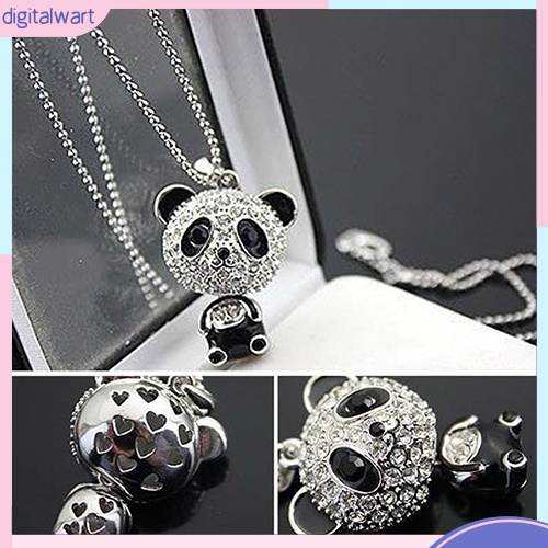 Dây chuyền dài phối mặt hình gấu trúc đính đá xinh xắn