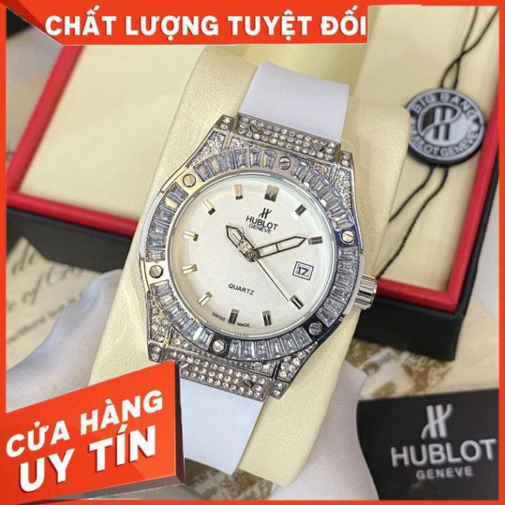 [Siêu Phẩm 2021] Đồng hồ nữ Hublot máy pin size 36 đính viền đá dây silicon- Bảo hành 12 tháng