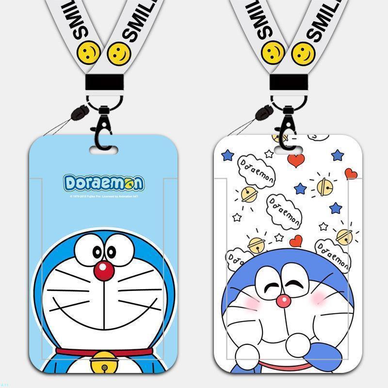 Dây Đeo Thẻ Bằng Nhựa Cứng In Hình Doraemon Dễ Thương