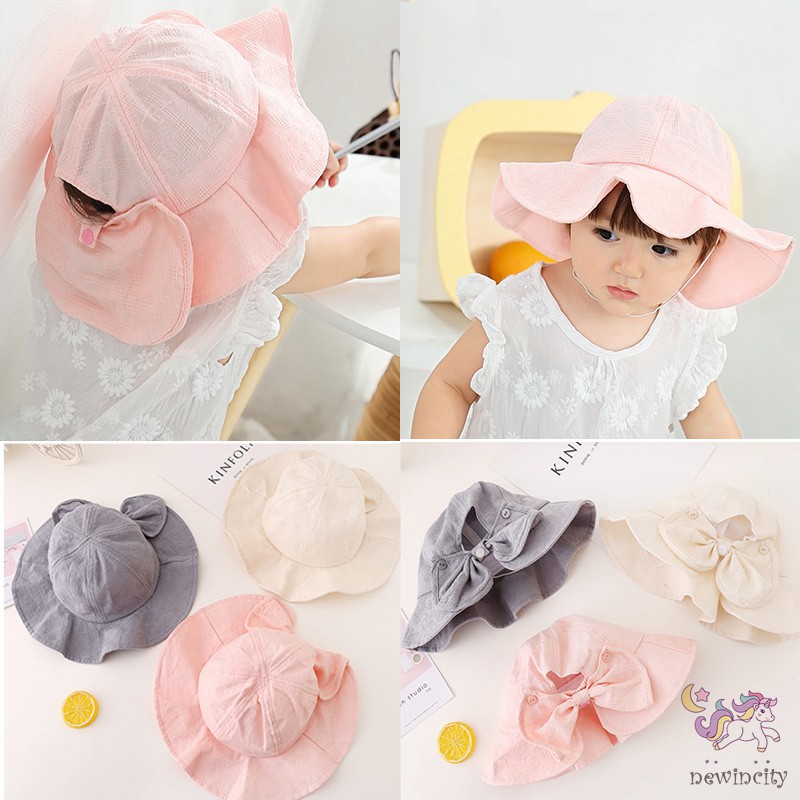 Mũ Rộng Vành Phối Nơ Xinh Xắn Cho Bé Gái