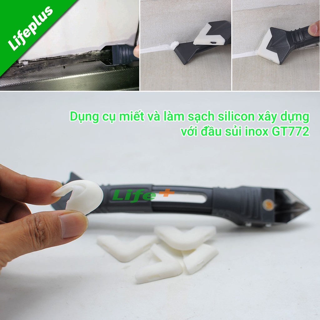 Dụng cụ miết và làm sạch silicon xây dựng đa năng đầu sủi inox