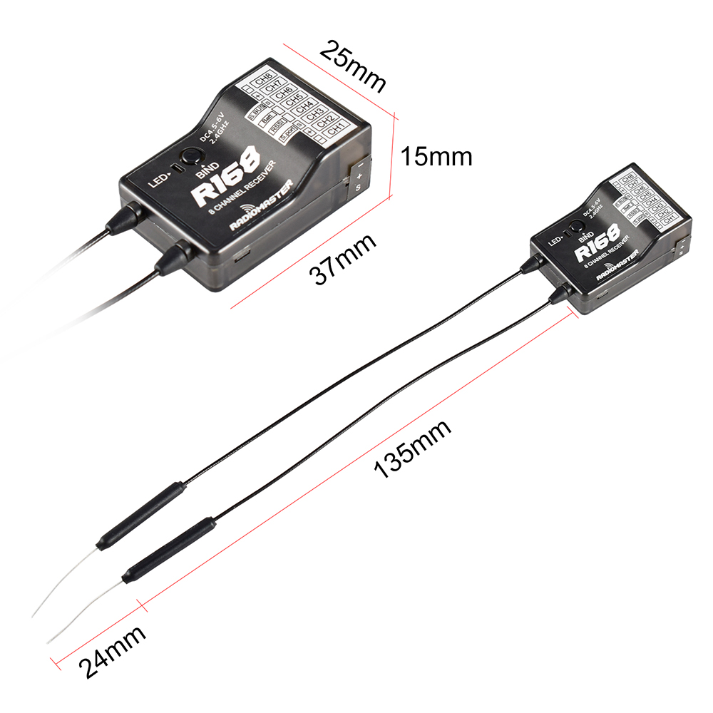Thiết Bị Nhận Tín Hiệu RadioMaster R81 R84 R86 R86C R88 R161 R168 2.4GHz Over 1KM SBUS D8 TX16S